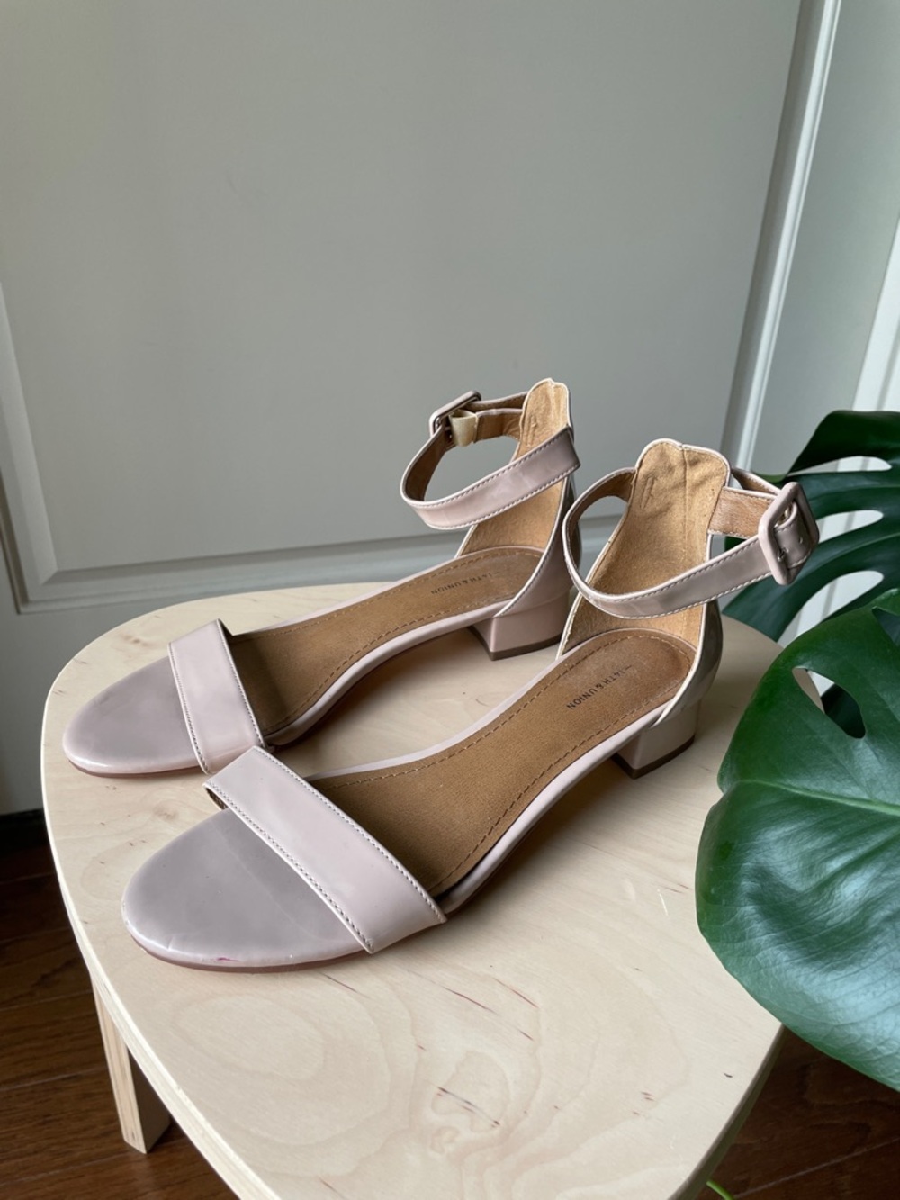 14th & Union - Women's Ankle-Strap Block Heel Sandals in Nude